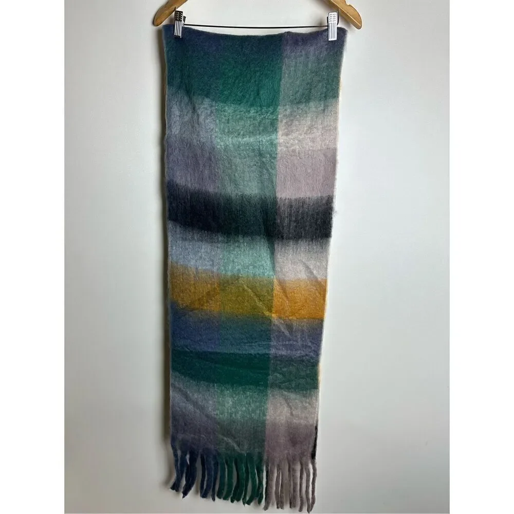 Mint green multi oversized scarf